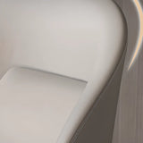 Wingback Leather Round Upholstered Dining Chair Beige Image - 10
