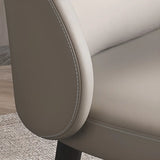Wingback Leather Round Upholstered Dining Chair Beige Image - 13