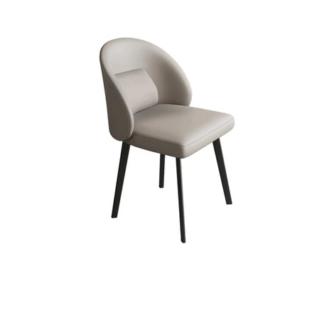 Wingback Leather Round Upholstered Dining Chair Beige Image - 2