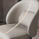 Wingback Leather Round Upholstered Dining Chair Beige Image - 6