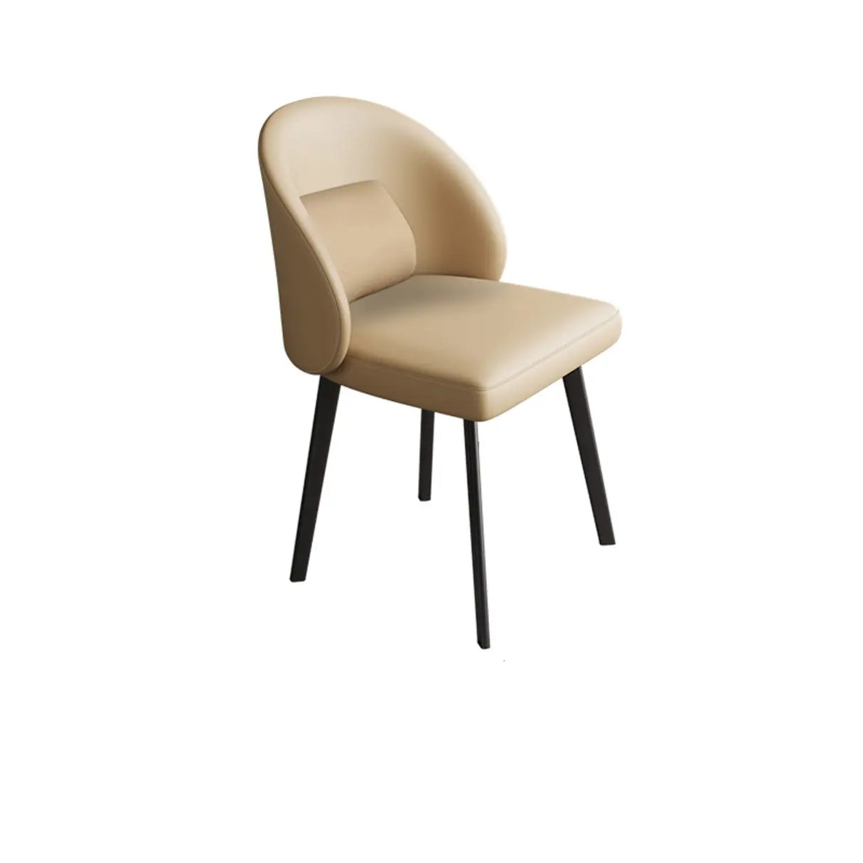 Wingback Leather Round Upholstered Dining Chair Beige Image - 7
