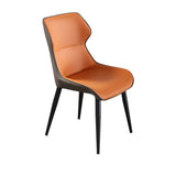 Wingback Leather Upholstered Armless Metal Dining Chair Image - 3