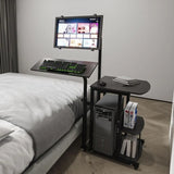 Wood Adjustable Computer Desk with Shelves and Casters Image - 1