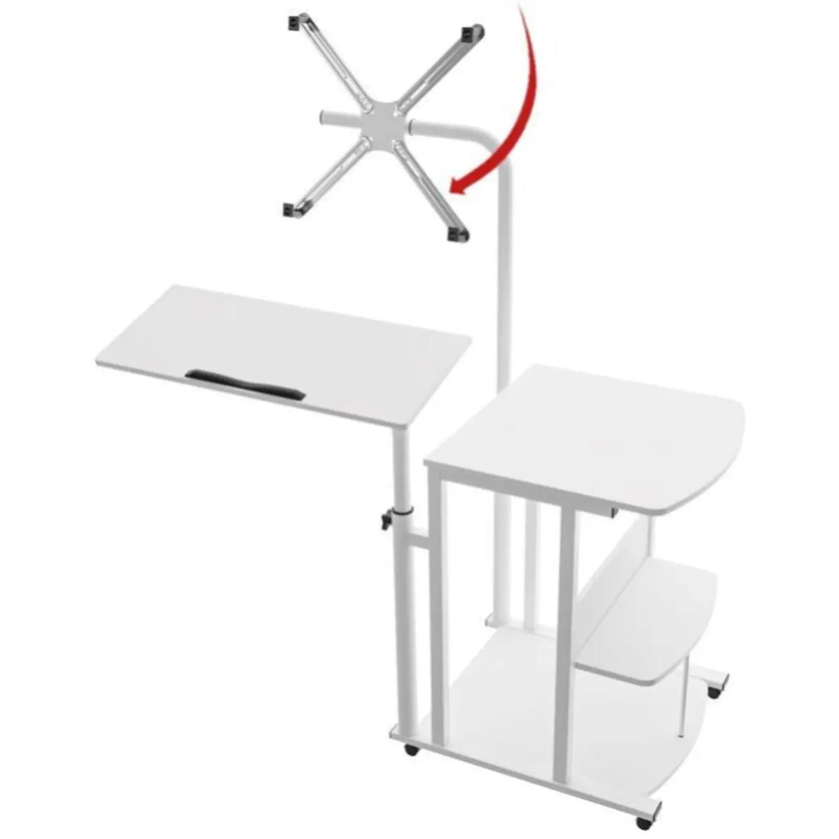 Wood Adjustable Computer Desk with Shelves and Casters Image - 5