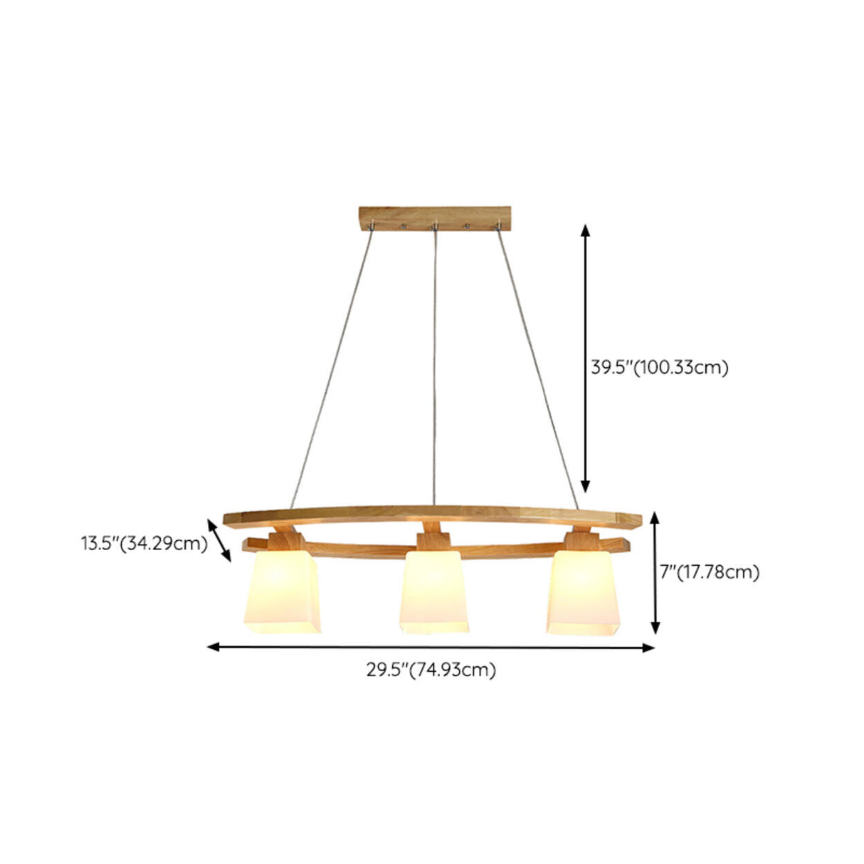 Wood and Glass Geometric Pendant Island Ceiling Light 