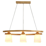 Wood and Glass Geometric Pendant Island Ceiling Light Image - 5