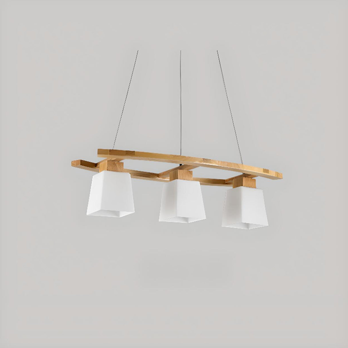 Wood and Glass Geometric Pendant Island Ceiling Light Image - 7