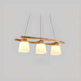 Wood and Glass Geometric Pendant Island Ceiling Light Image - 8