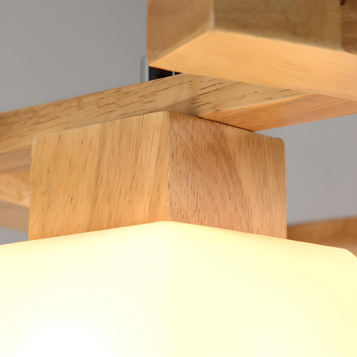 Wood and Glass Geometric Pendant Island Ceiling Light Image - 9