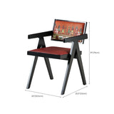 Wood Armchair Fabric Upholstered Dining Chair Green Image - 16