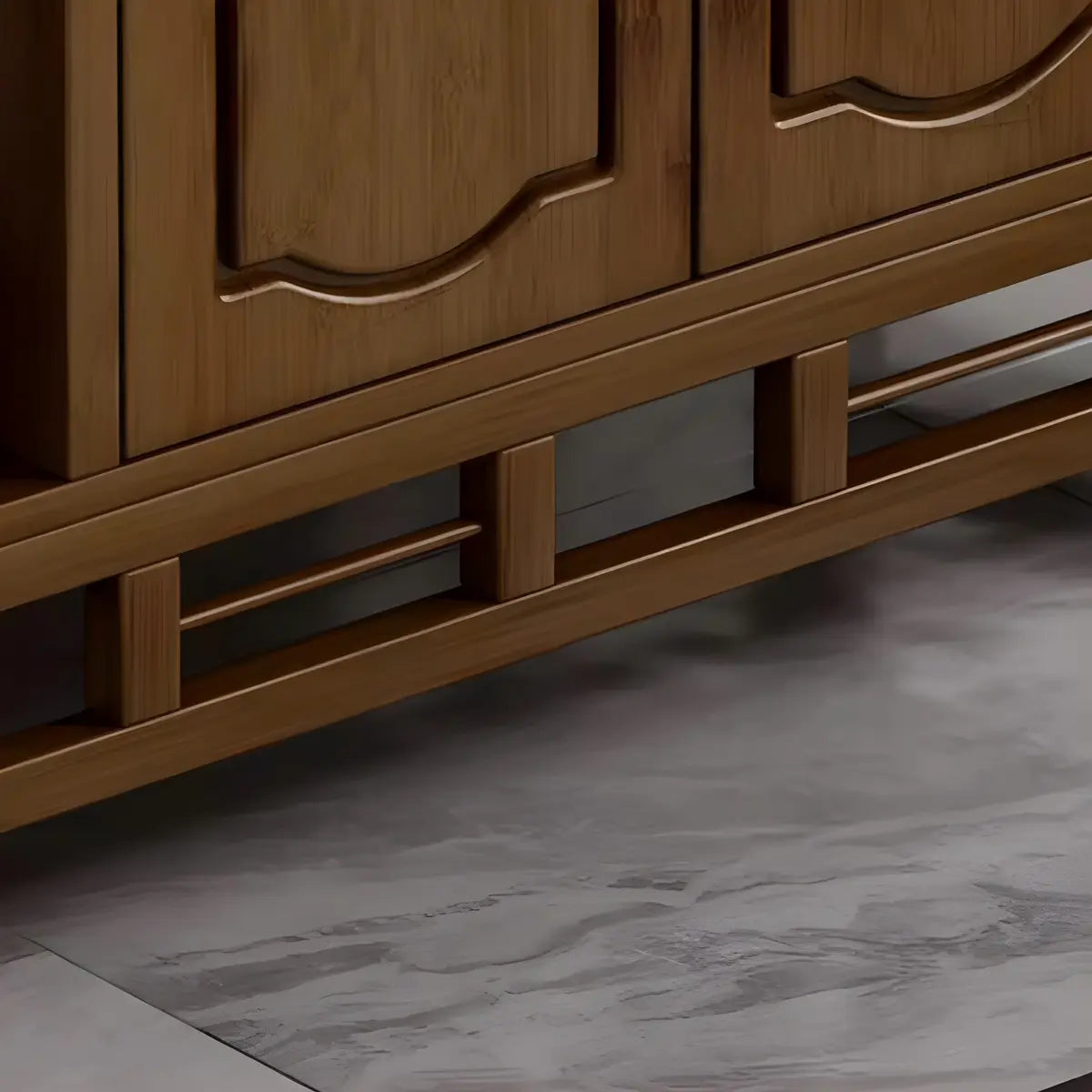 Wood Brown Drawer Storage Console Table with Floor Shelf Image - 11