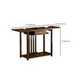 Wood Brown Drawer Storage Console Table with Floor Shelf Image - 14