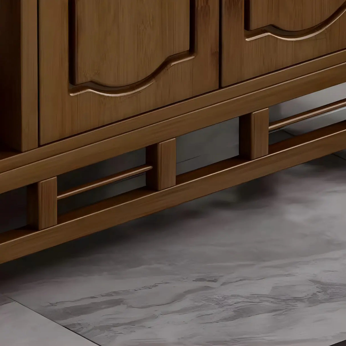 Wood Brown Drawer Storage Console Table with Floor Shelf Image - 11