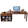 Wood Butcher Block Retractable Storage Computer Desk Image - 2
