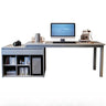 Wood Butcher Block Retractable Storage Computer Desk Image - 3