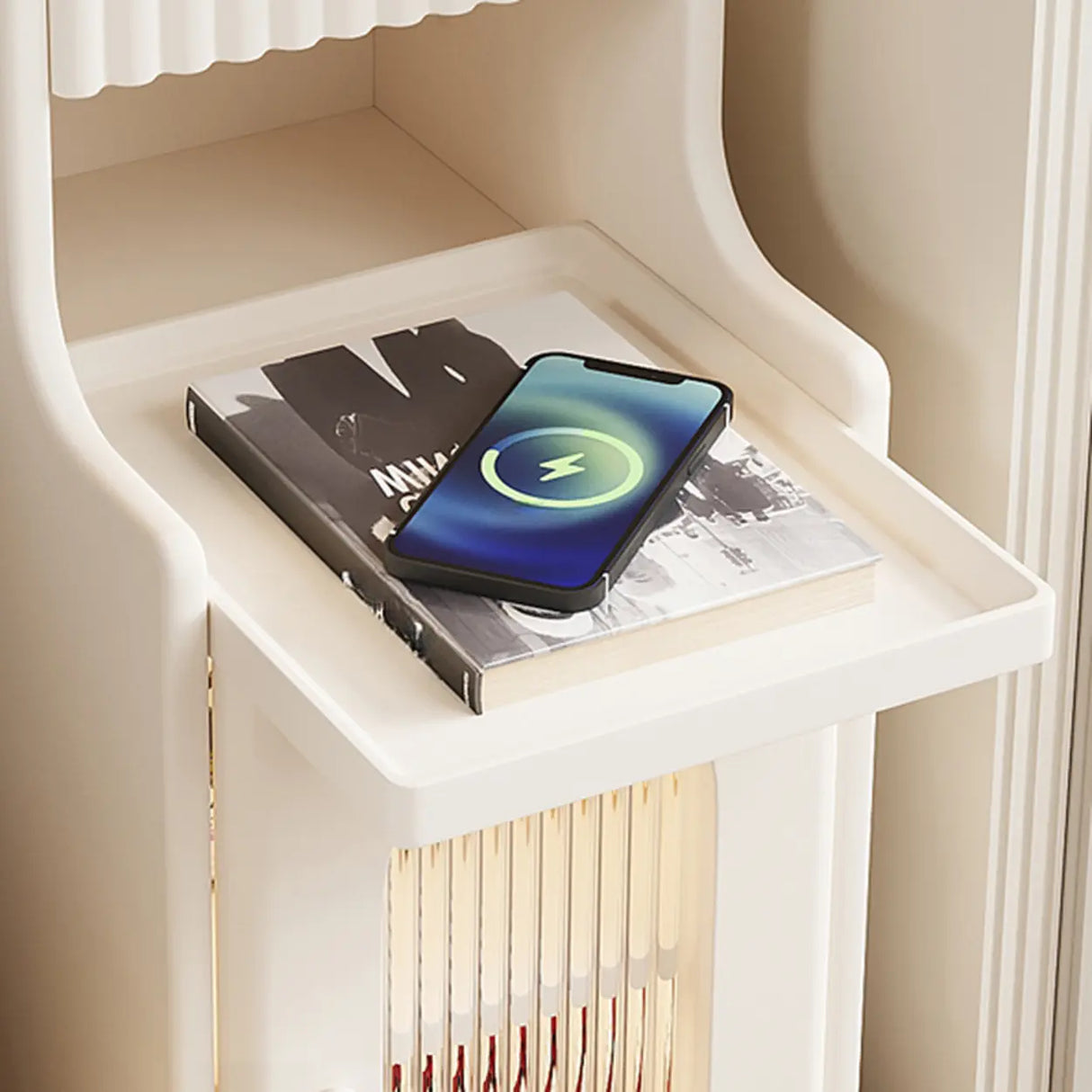 Wood Cabinets Storage Nightstand with Legs and Shelves Image - 10
