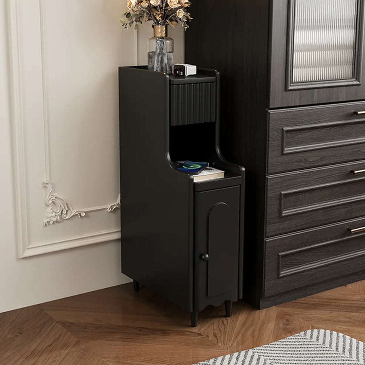 Wood Cabinets Storage Nightstand with Legs and Shelves Image - 13