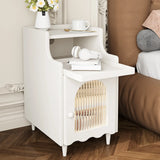 Wood Cabinets Storage Nightstand with Legs and Shelves Image - 1