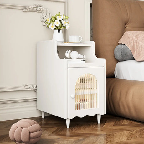 Wood Cabinets Storage Nightstand with Legs and Shelves Image - 2