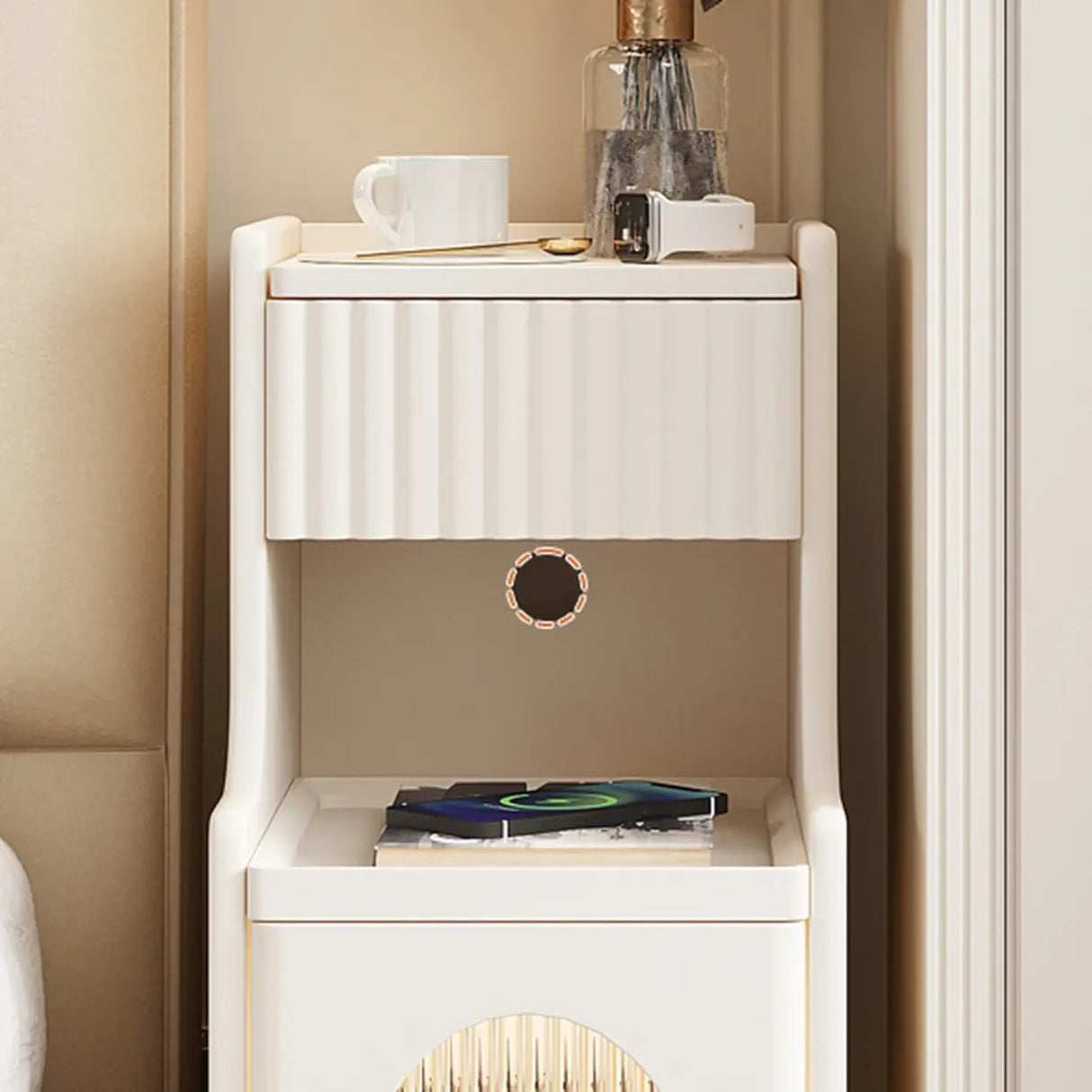 Wood Cabinets Storage Nightstand with Legs and Shelves Image - 21