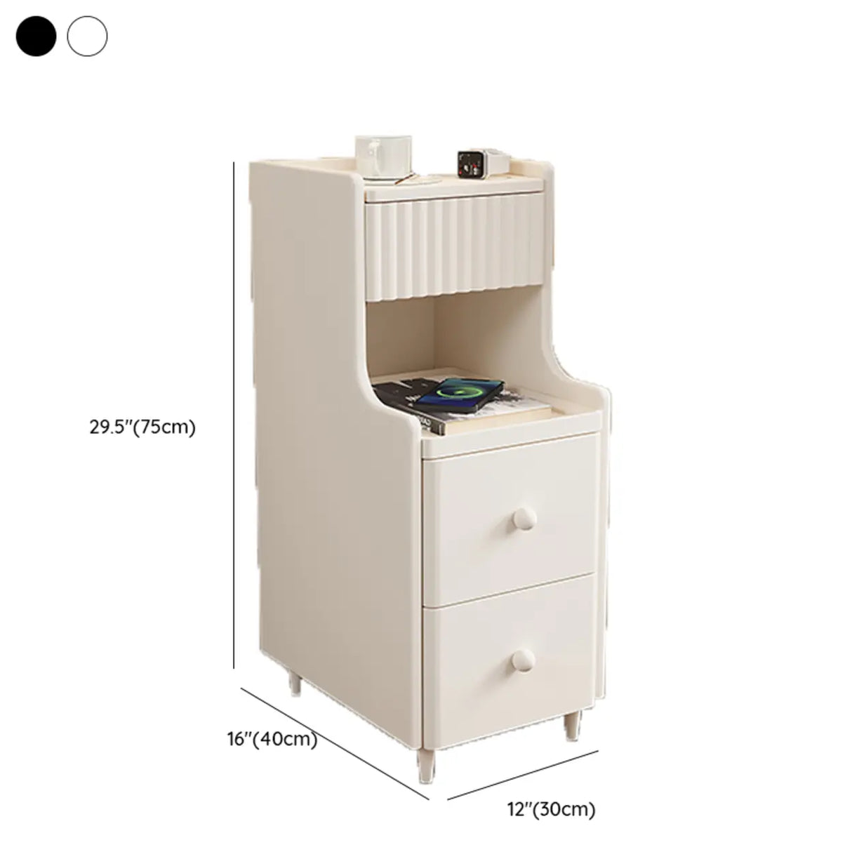 Wood Cabinets Storage Nightstand with Legs and Shelves Image - 25