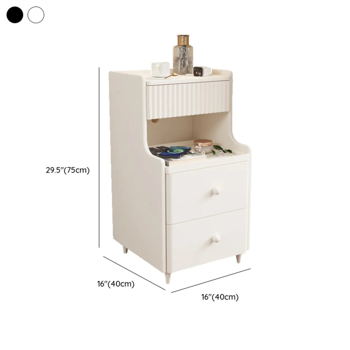 Wood Cabinets Storage Nightstand with Legs and Shelves Image - 26