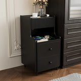 Wood Cabinets Storage Nightstand with Legs and Shelves Image - 4