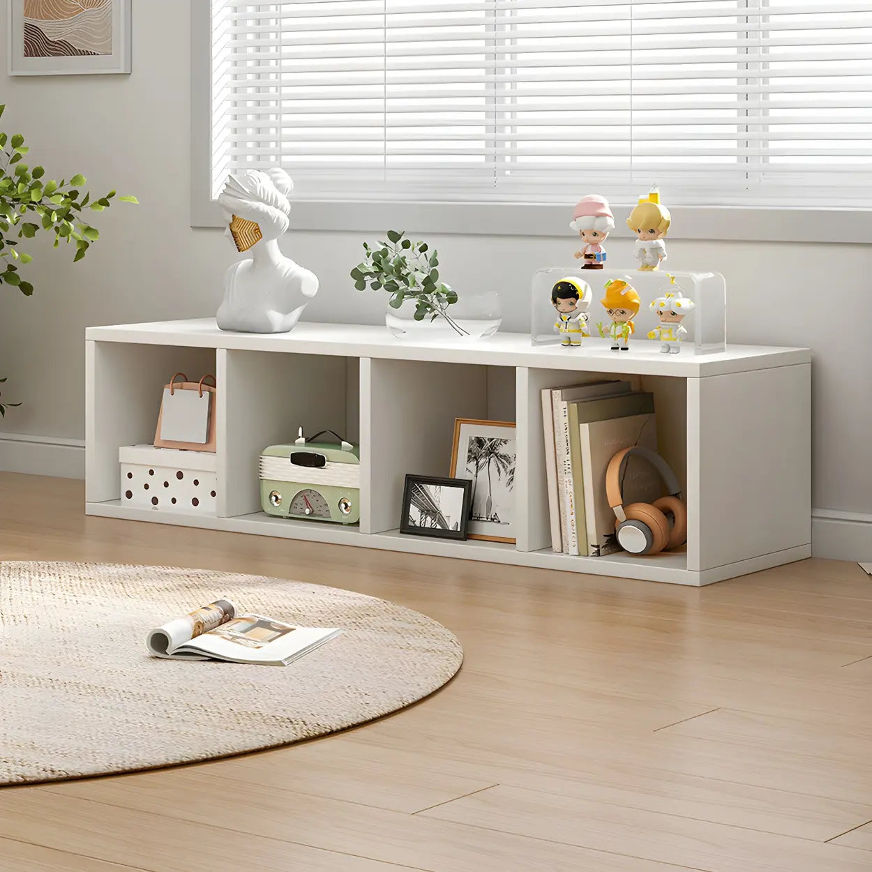 Wood Closed Back Horizontal Compact Storage Bookcase Image - 1