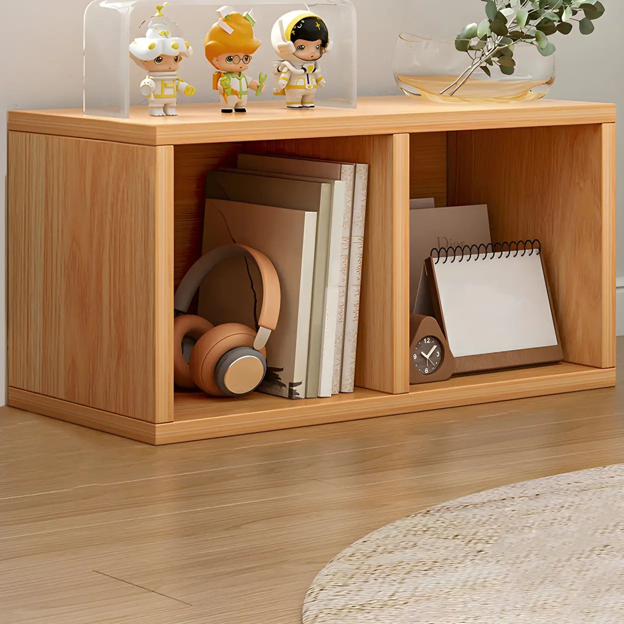 Wood Closed Back Horizontal Compact Storage Bookcase Image - 2