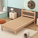 Wood Color Single Light Wood Slat Bed with Headboard Image - 1