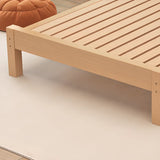 Wood Color Single Light Wood Slat Bed with Headboard Image - 10
