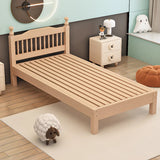 Wood Color Single Light Wood Slat Bed with Headboard Image - 11