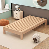 Wood Color Single Light Wood Slat Bed with Headboard Image - 2