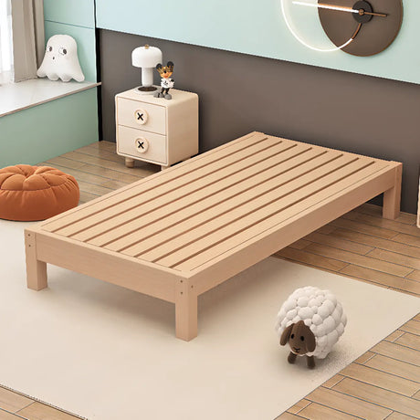 Wood Color Single Light Wood Slat Bed with Headboard Image - 2