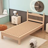 Wood Color Single Light Wood Slat Bed with Headboard Image - 5