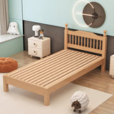 Wood Color Single Light Wood Slat Bed with Headboard Image - 7