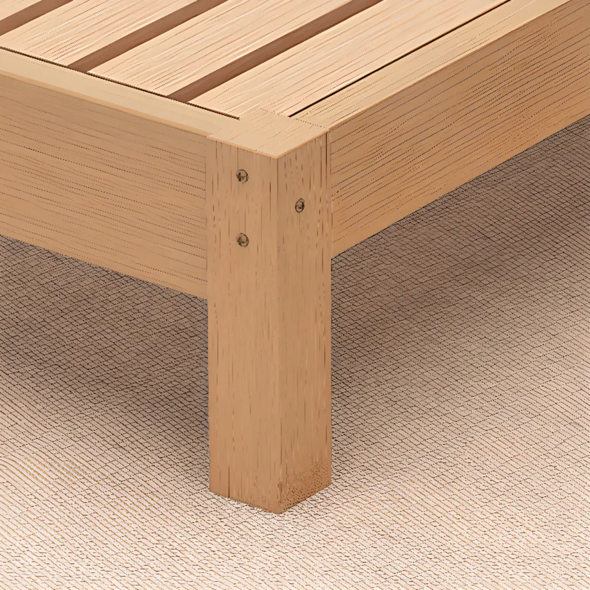 Wood Color Single Light Wood Slat Bed with Headboard Image - 8
