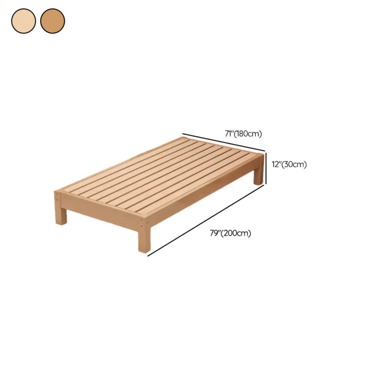 Wood Color Single Light Wood Slat Bed with Headboard Image - 23