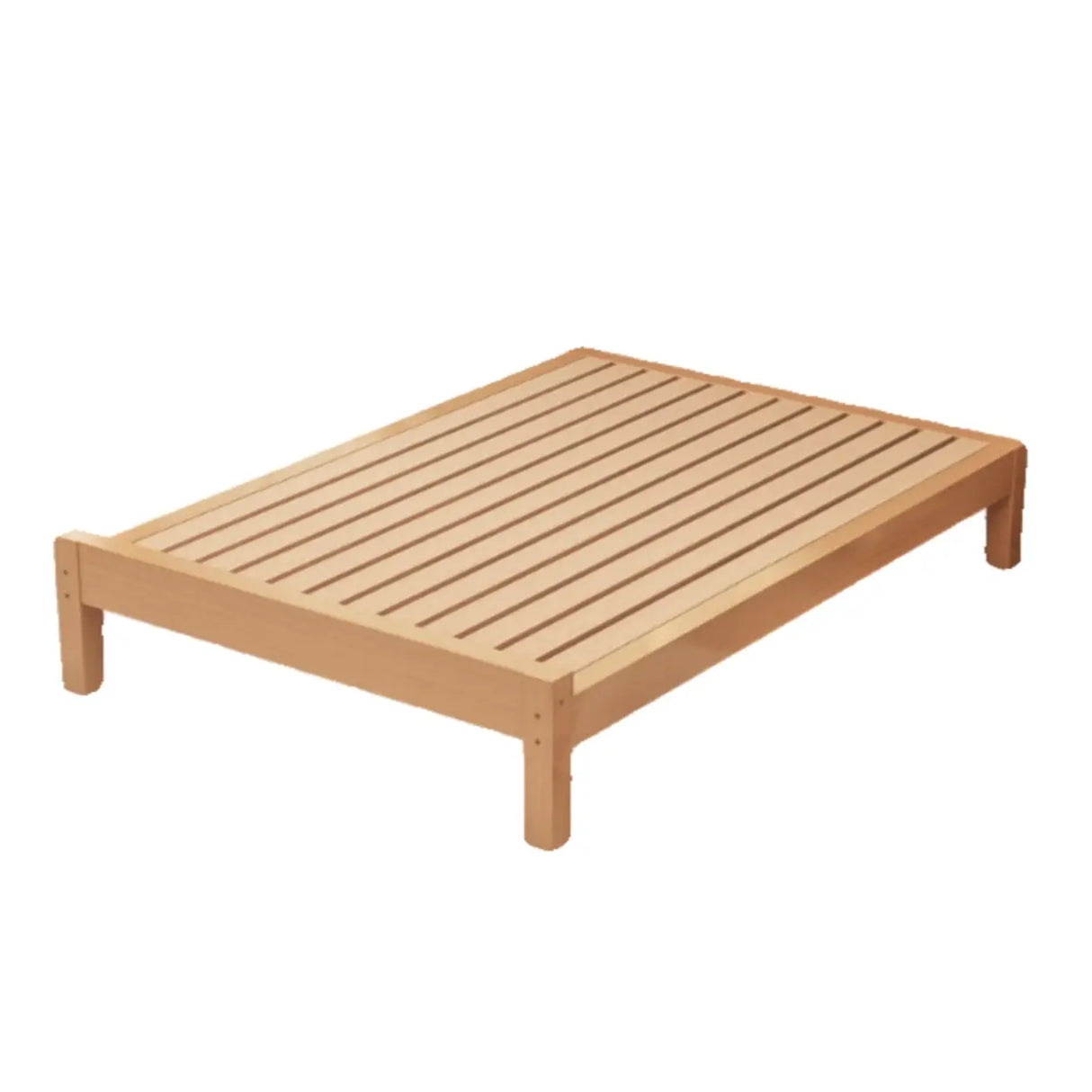 Wood Color Single Light Wood Slat Bed with Headboard Image - 9
