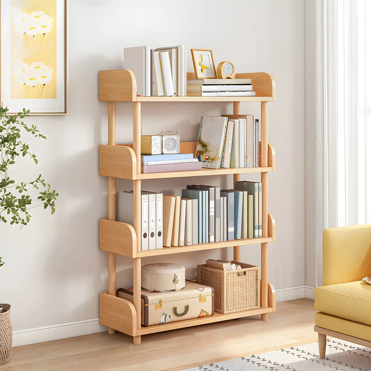 Wood Etagere Vertical Open Back Casual Display Bookcase Image - 6