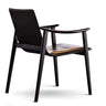 Wood Frame Armrest Cotton Parsons Dining Chair Grey Image - 3