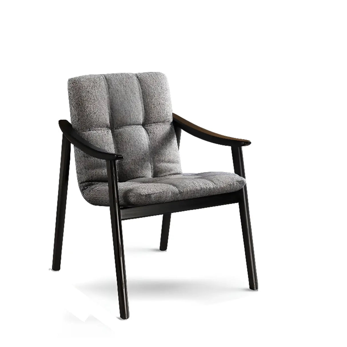 Wood Frame Armrest Cotton Parsons Dining Chair Grey Image - 7