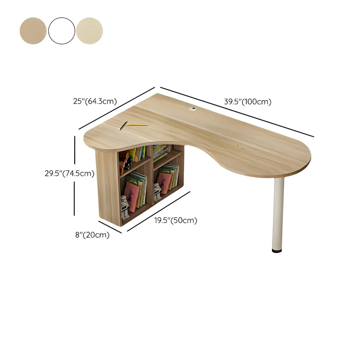 Wood Free Form Peninsula Exterior Shelf Writing Desk Image - 10