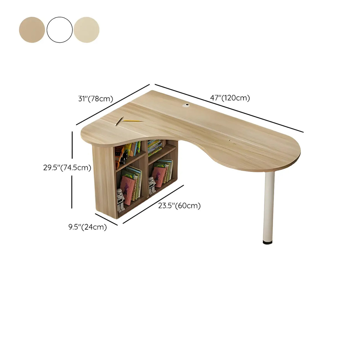 Wood Free Form Peninsula Exterior Shelf Writing Desk Image - 12