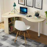 Wood Free Form Peninsula Exterior Shelf Writing Desk Image - 3
