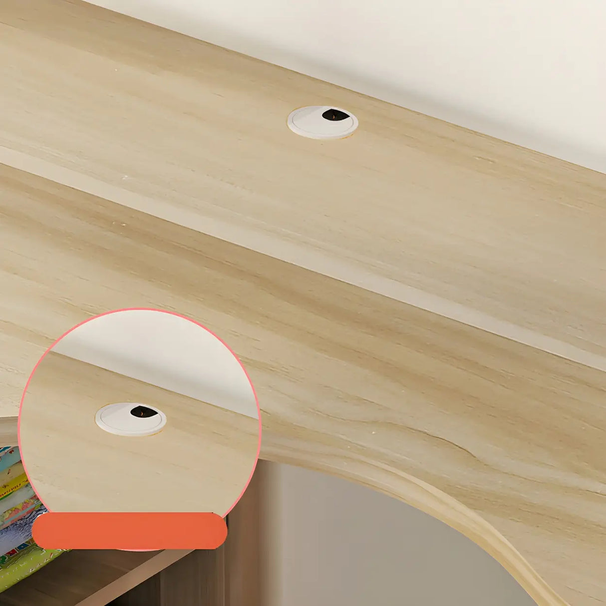 Wood Free Form Peninsula Exterior Shelf Writing Desk Image - 7