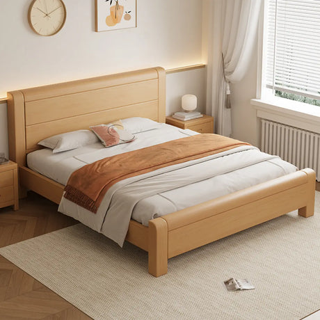 Wood Headboard Natural Queen Storage Bed with Drawers Image - 2