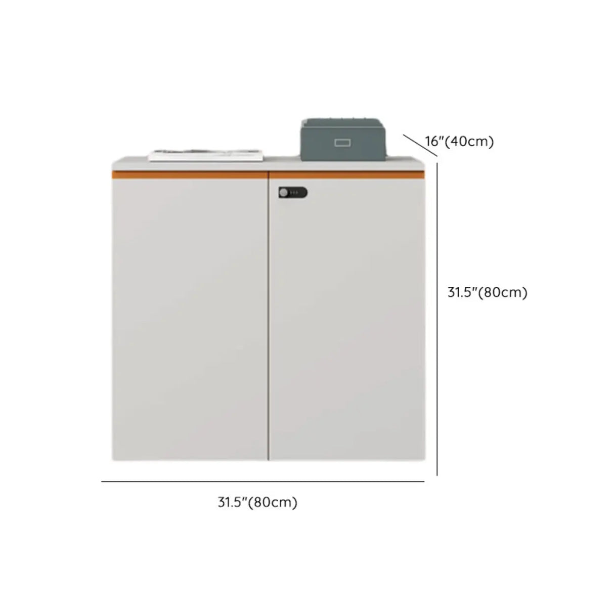 Wood Horizontal White Filing Cabinet with Shelving 