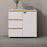 Wood Horizontal White Filing Cabinet with Shelving Image - 3