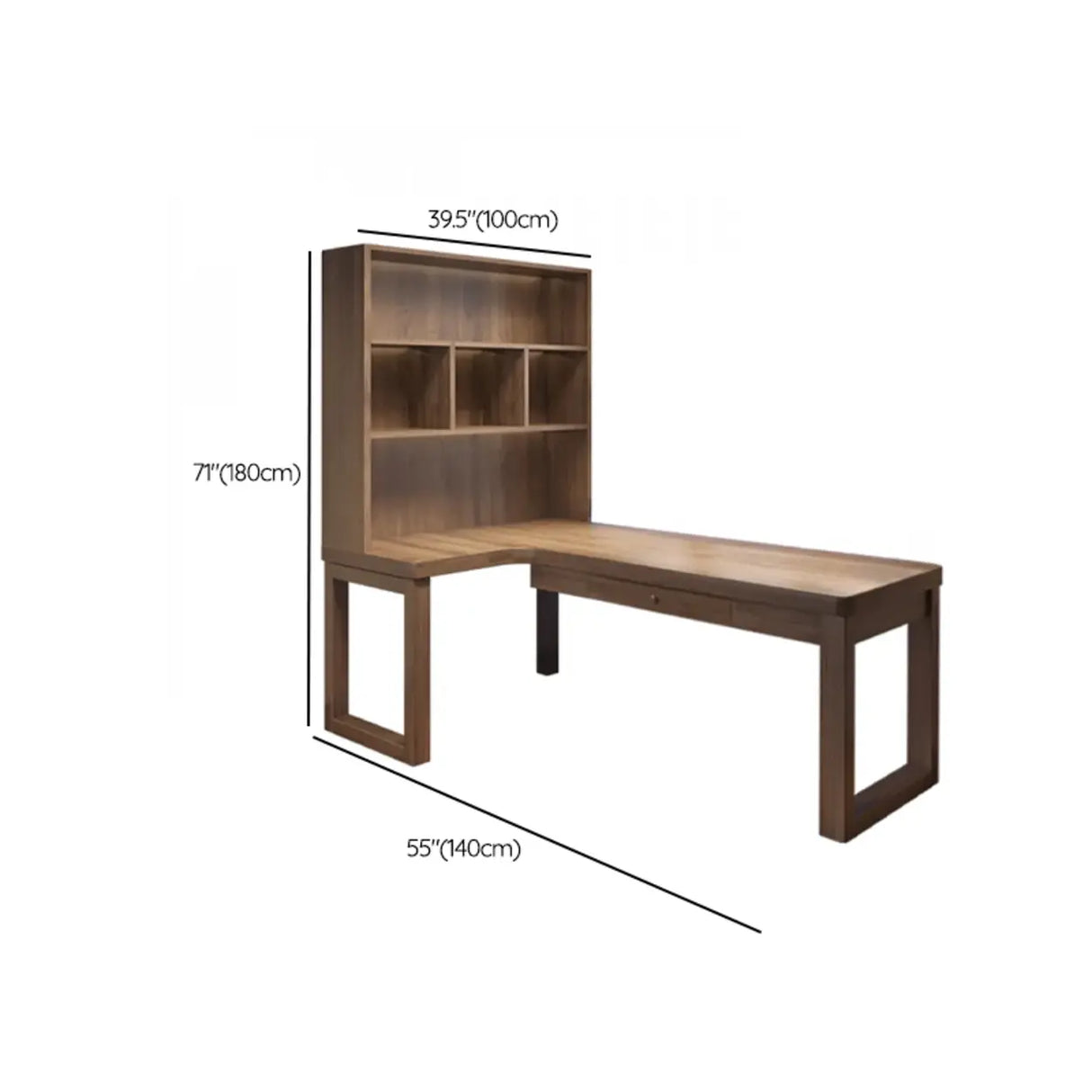 Wood Hutch Drawers L-Shape Double Computer Desk Image - 15